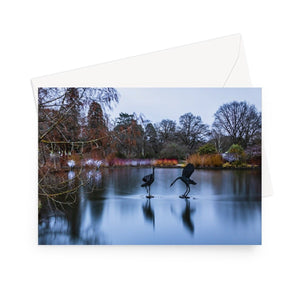 'Seven Acres Lake' - High quality greeting card featuring my long exposure photograph, looking across Seven Acres Lake to the colourful Winter Walk at RHS Wisley. Printed on high-quality 330gsm Fedrigoni card. Envelope supplied.